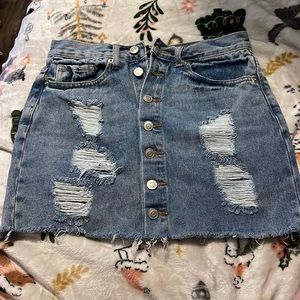 Forever 21 Ripped Blue Jean Skirt